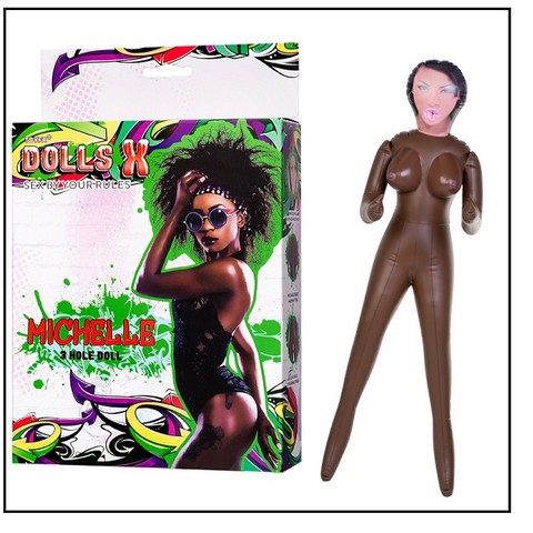 Кукла надувная Dolls-X by TOYFA Michelle, негритянка, с тремя от