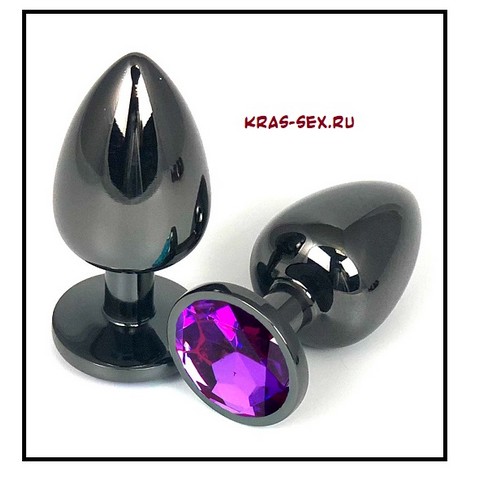 Анальная пробка 'Vander' металл, фиолетовый кристалл S, Чёрный