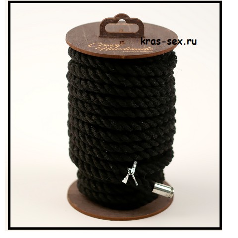 Хлопковая веревка для шибари, на катушке (Черная), 20м.